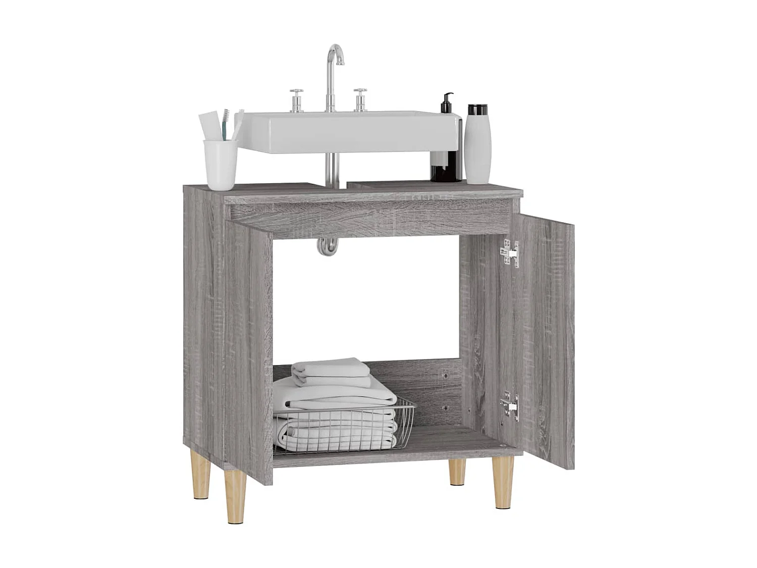 Meuble d'évier sonoma gris 58x33x60 cm bois d'ingénierie