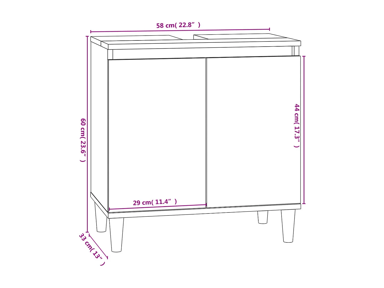 Meuble d'évier sonoma gris 58x33x60 cm bois d'ingénierie