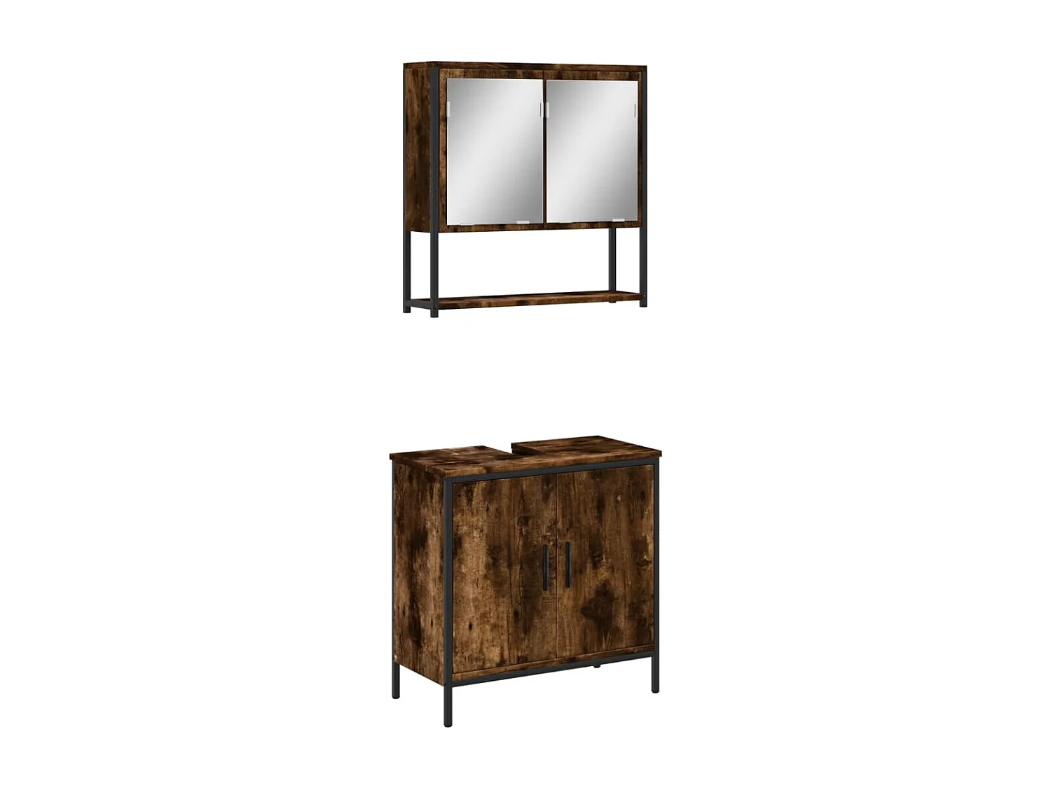 Set de muebles baño 2 pzas madera contrachapada roble ahumado