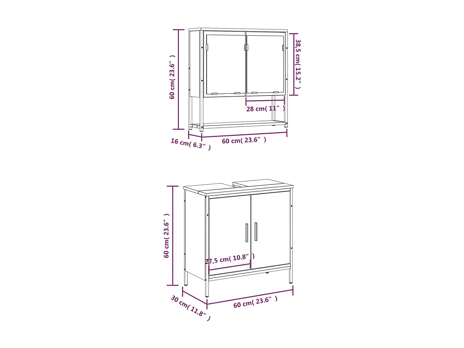 Ensemble de meubles de salle de bain 2 pcs Chêne fumé