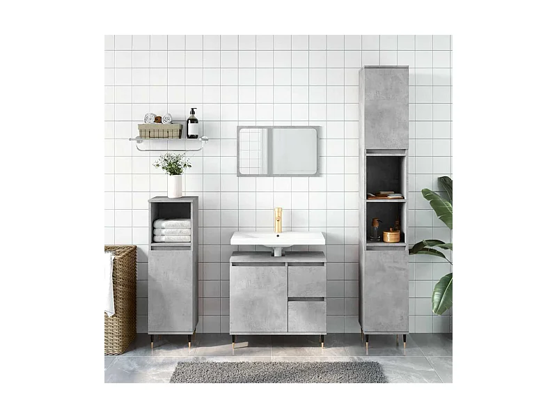 Badschrank Betongrau 65x33x60 cm Holzwerkstoff