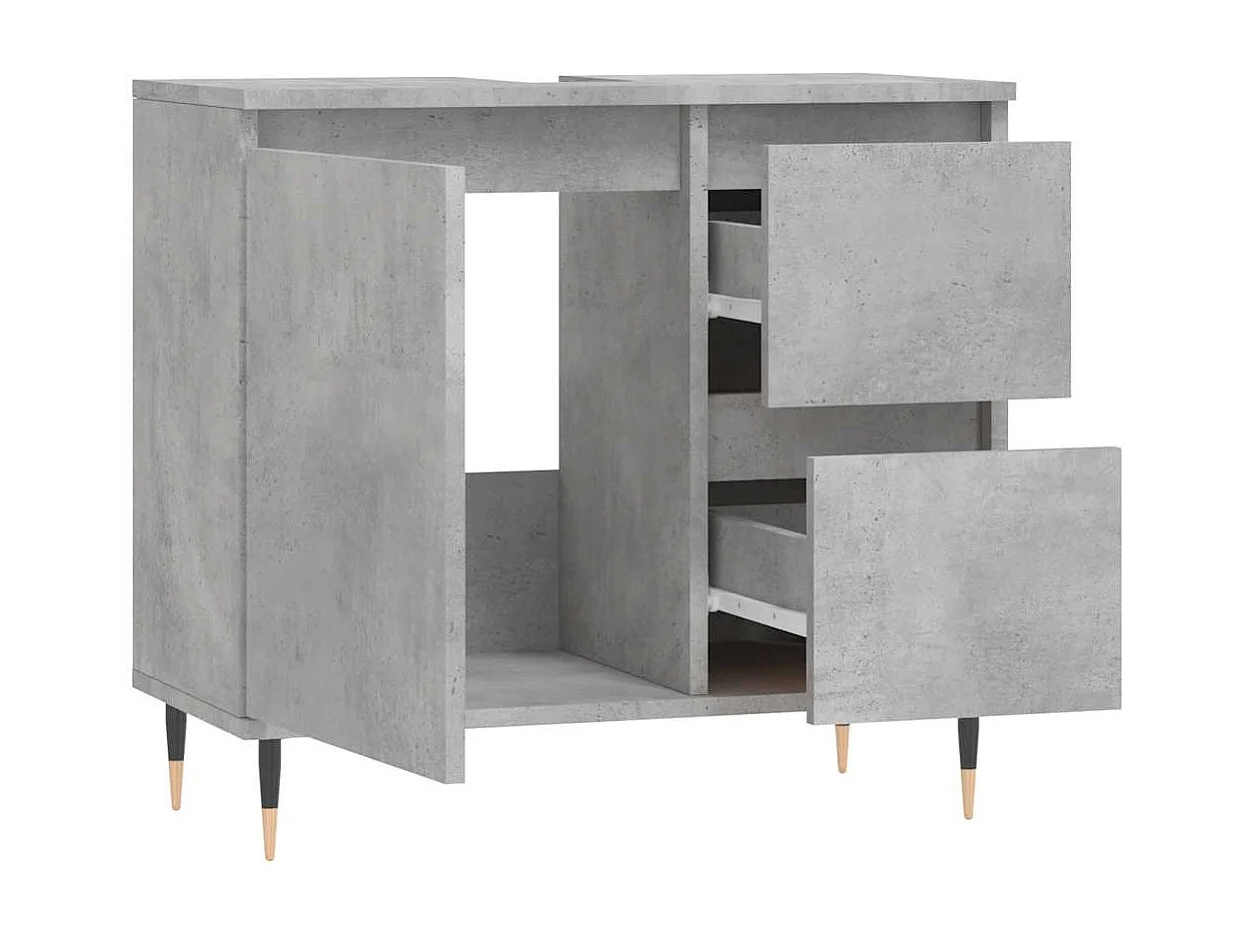 Badschrank Betongrau 65x33x60 cm Holzwerkstoff