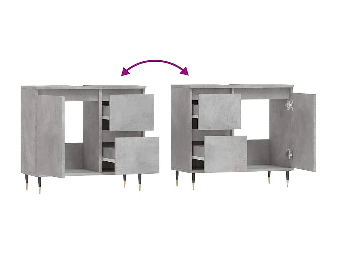 Badschrank Betongrau 65x33x60 cm Holzwerkstoff