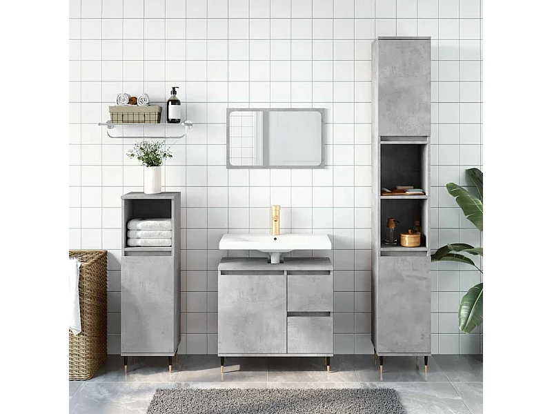 Badschrank Betongrau 65x33x60 cm Holzwerkstoff