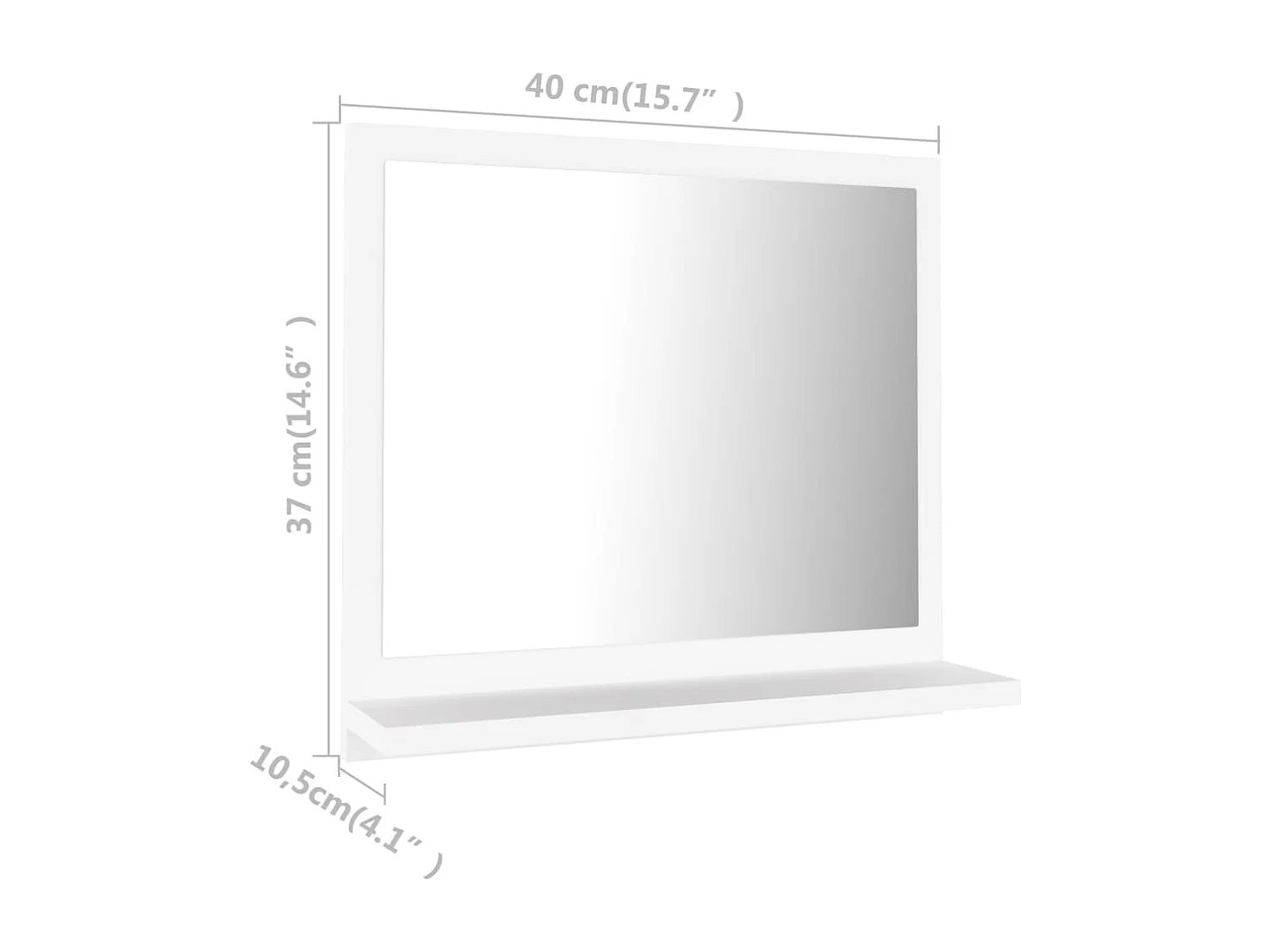 Espelho de casa de banho 40x10,5x37 cm derivados madeira branco