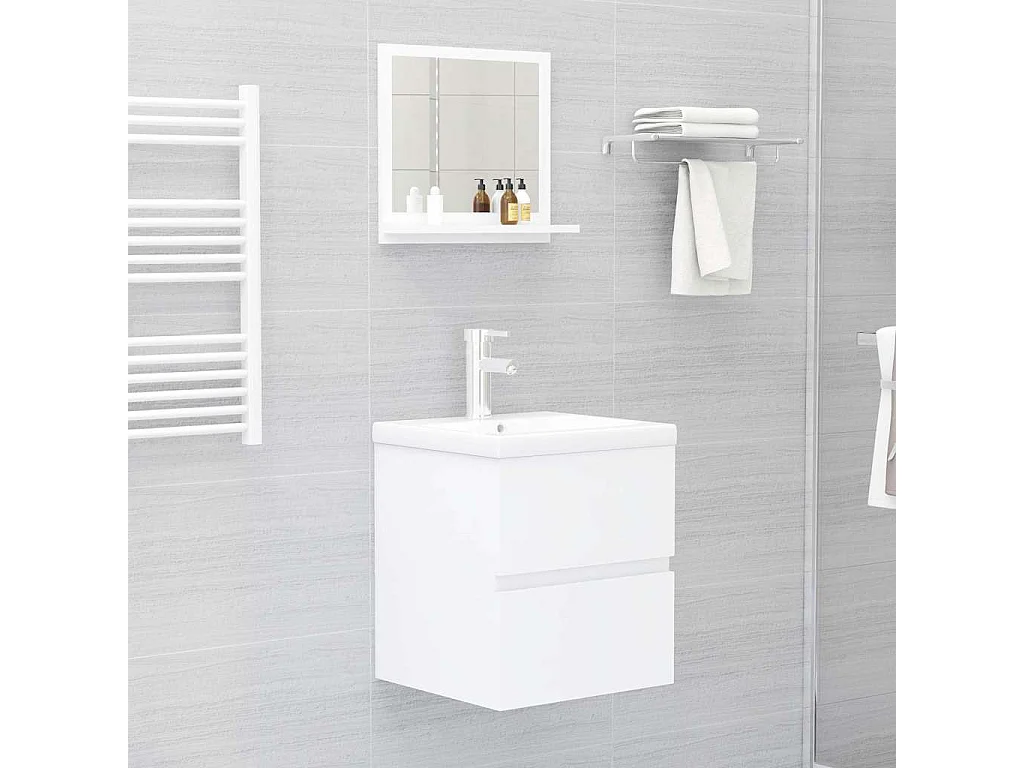 Specchio da Bagno Bianco 40x10,5x37 cm in Legno Multistrato