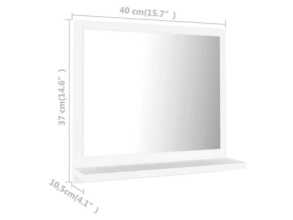 Specchio da Bagno Bianco 40x10,5x37 cm in Legno Multistrato