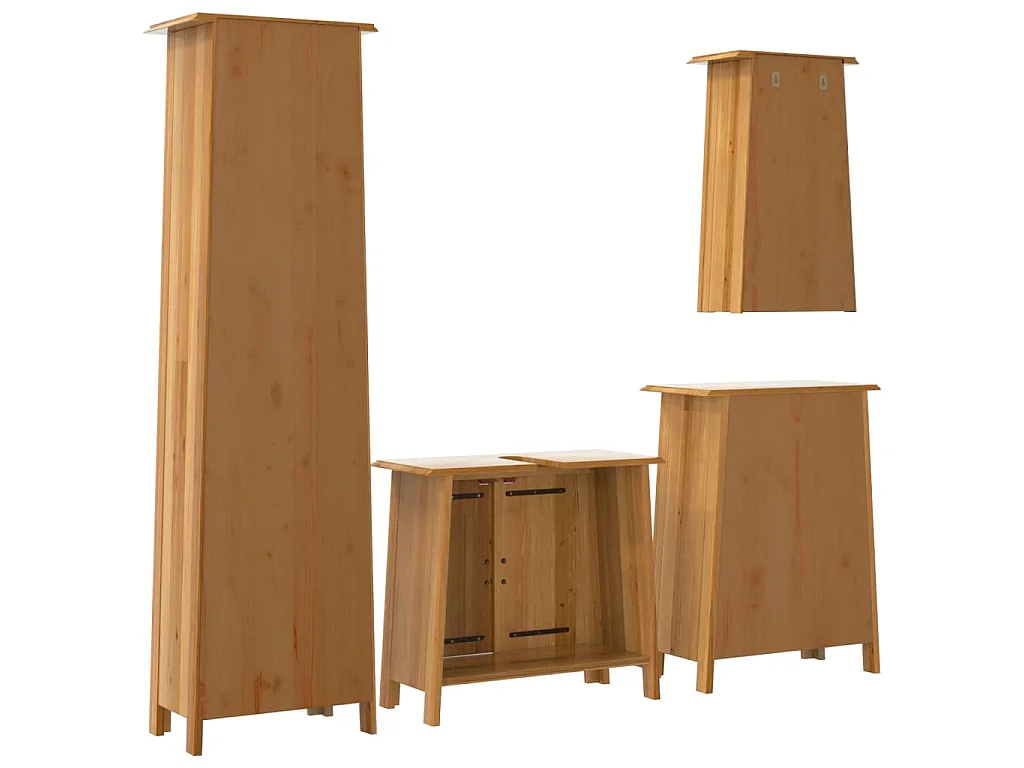 4-tlg. Badmöbel-Set Massivholz Kiefer
