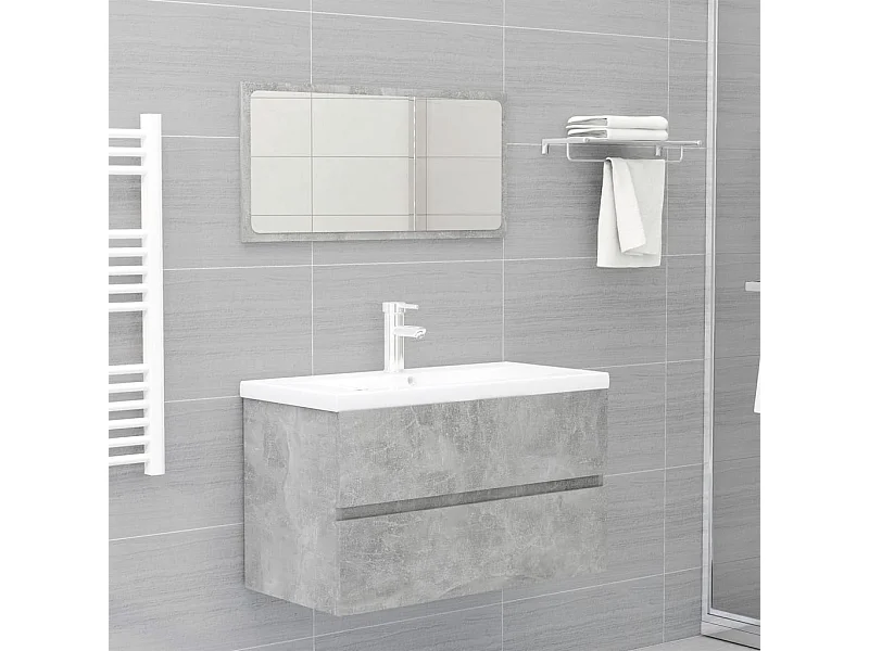 Meubles de salle de bain gris béton bois d'ingénierie