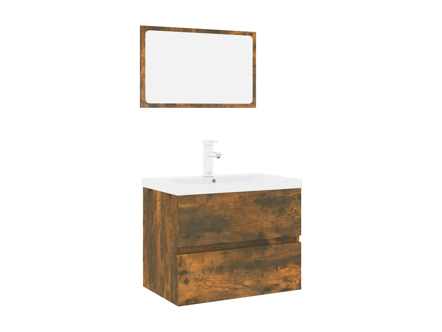 Set di Mobili da Bagno Rovere Fumo in Legno Multistrato