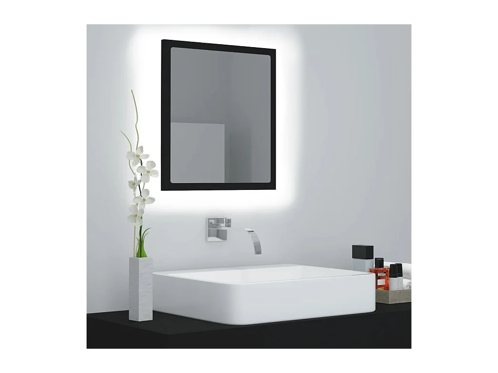 Miroir à LED de salle de bain Noir 40x8,5x37 cm Acrylique