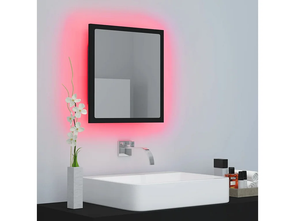 Miroir à LED de salle de bain Noir 40x8,5x37 cm Acrylique