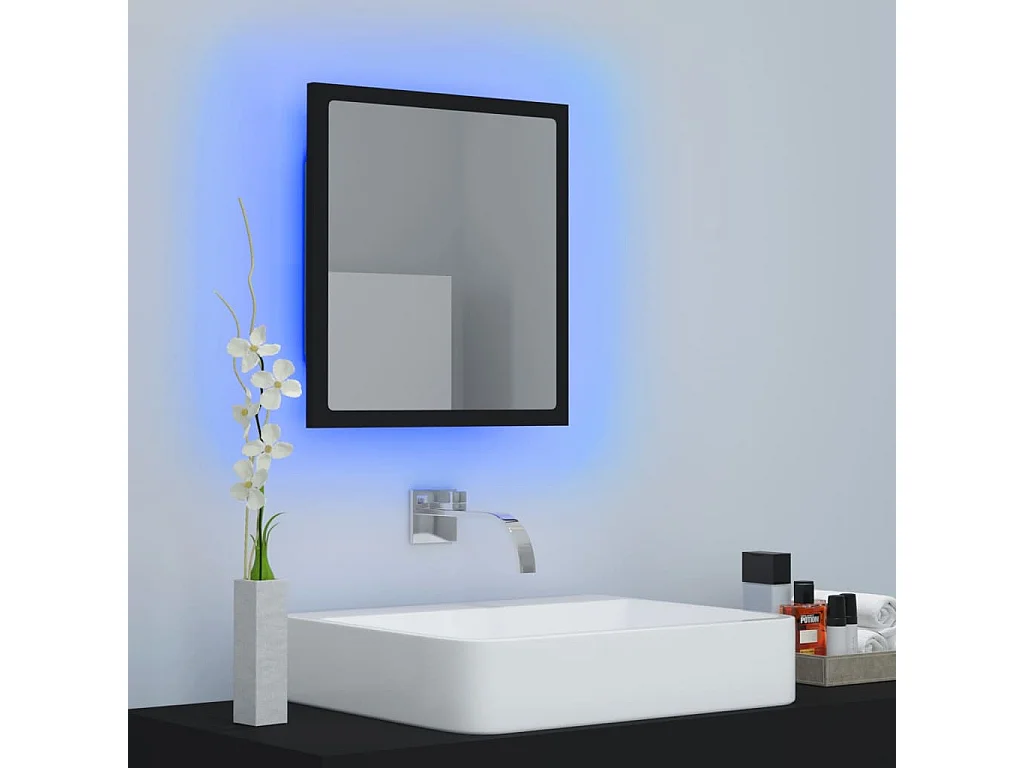 Miroir à LED de salle de bain Noir 40x8,5x37 cm Acrylique