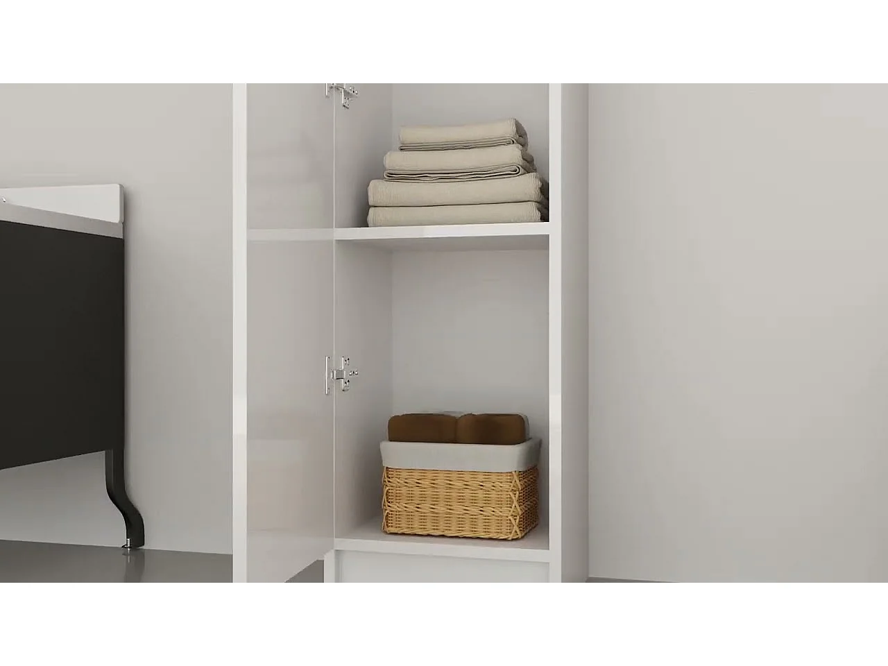 Mobile da Bagno Bianco Lucido 32x25,5x190 cm Legno Multistrato