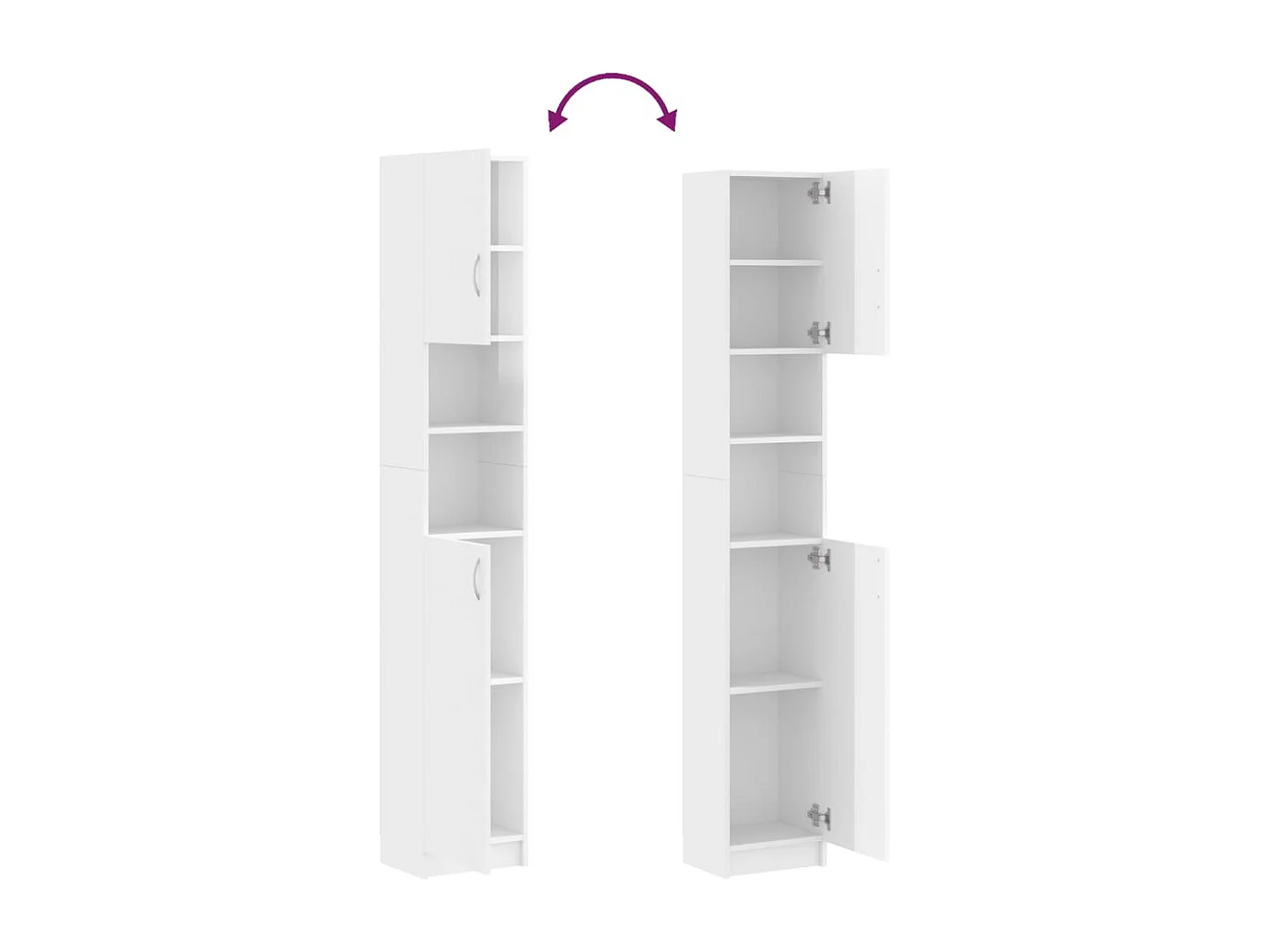 Mobile da Bagno Bianco Lucido 32x25,5x190 cm Legno Multistrato