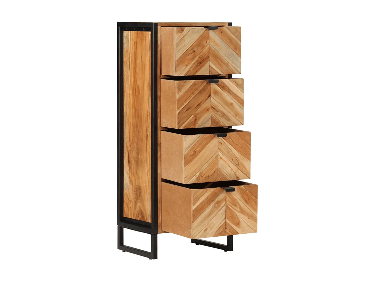 Badkamerkast 40x30x100 cm massief acaciahout en ijzer