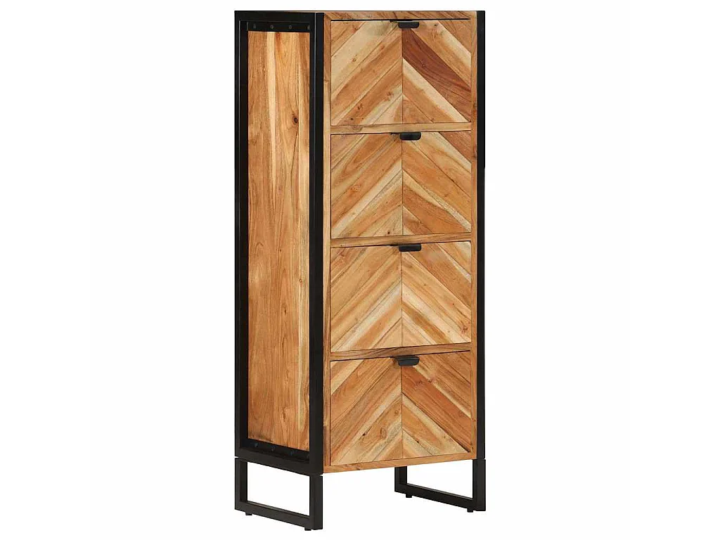 Armoire de salle de bain bois massif d'acacia et fer