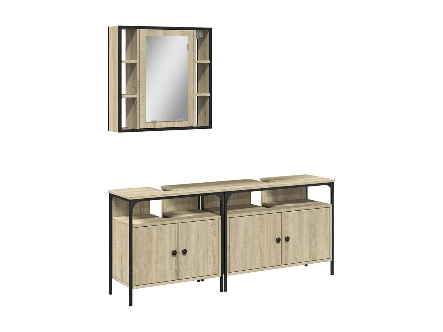 Ensemble d'armoires de salle de bain 3 pcs chêne sonoma