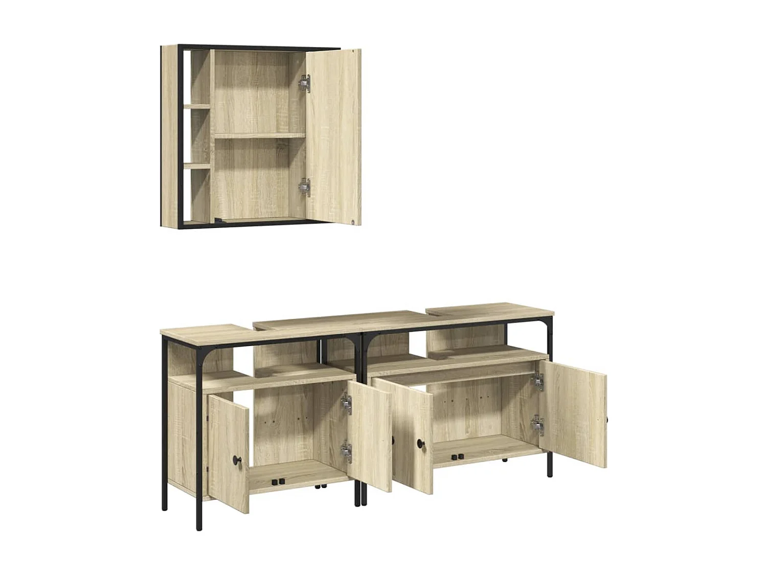 Ensemble d'armoires de salle de bain 3 pcs chêne sonoma