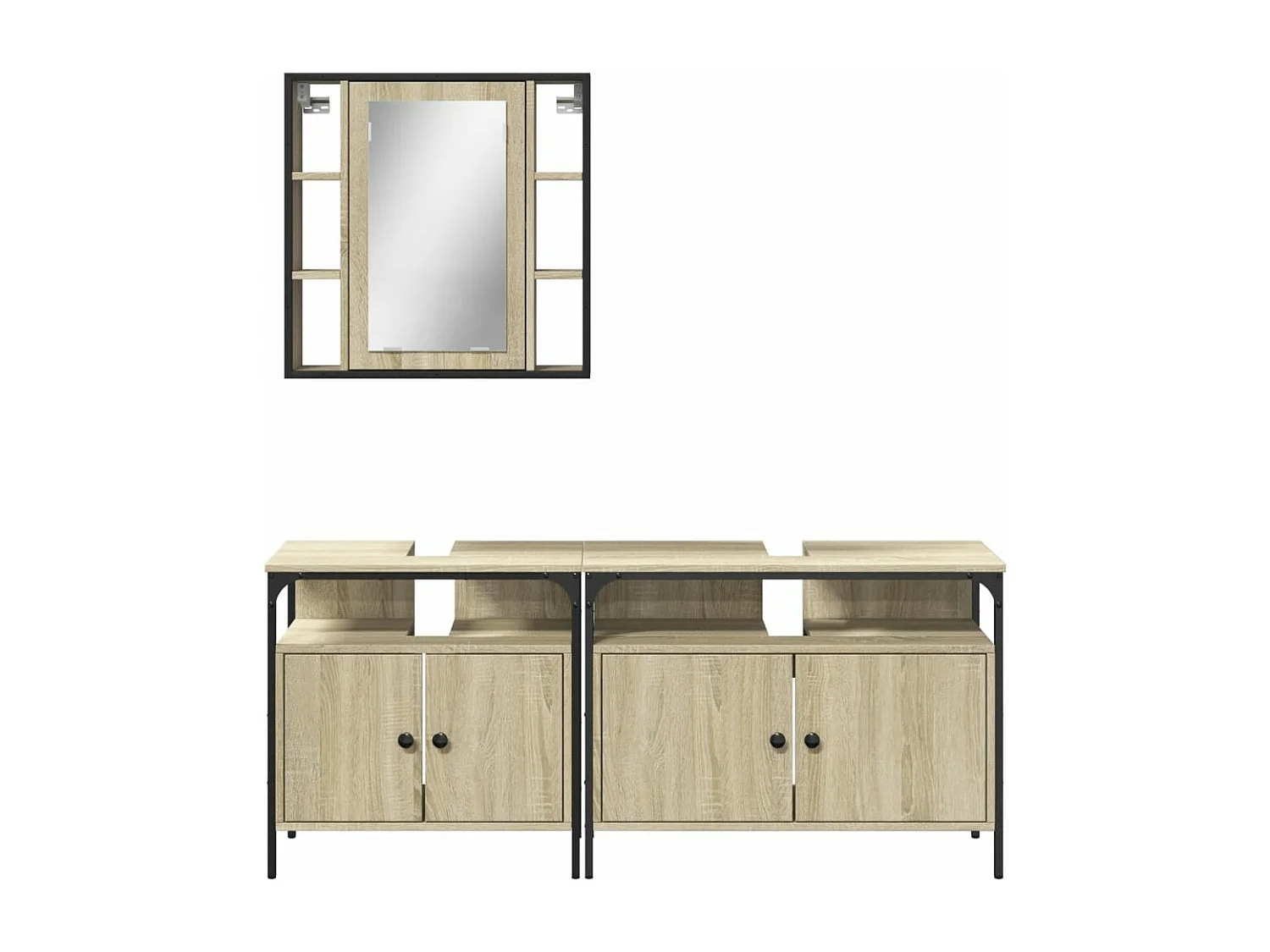 Ensemble d'armoires de salle de bain 3 pcs chêne sonoma
