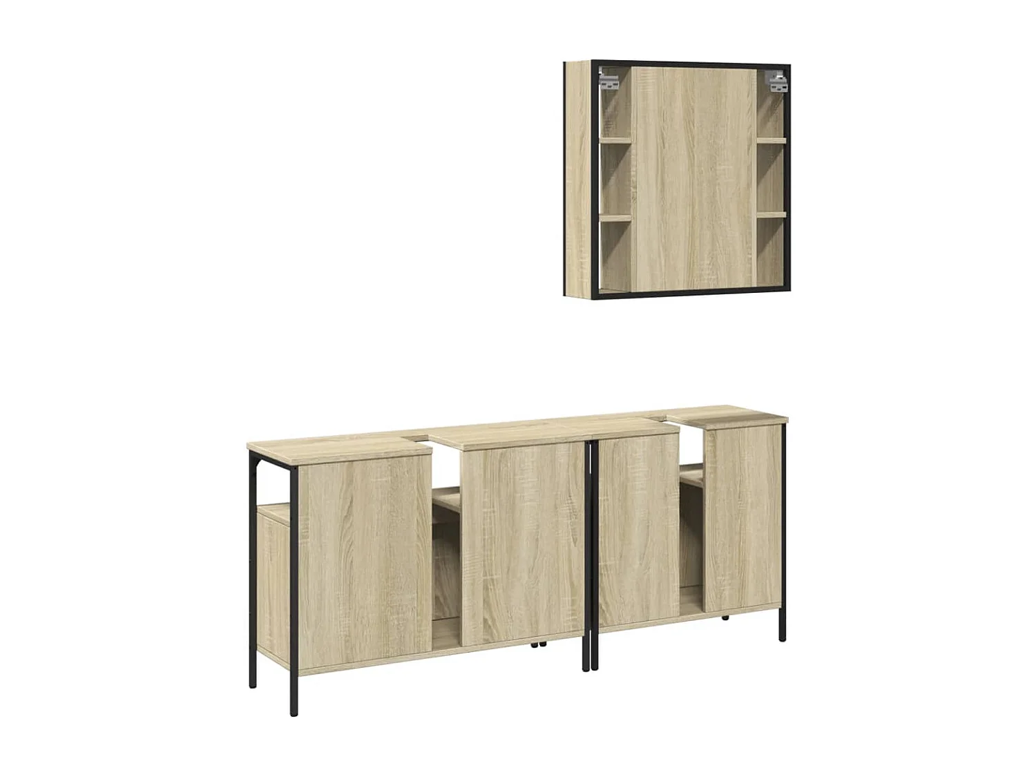Ensemble d'armoires de salle de bain 3 pcs chêne sonoma
