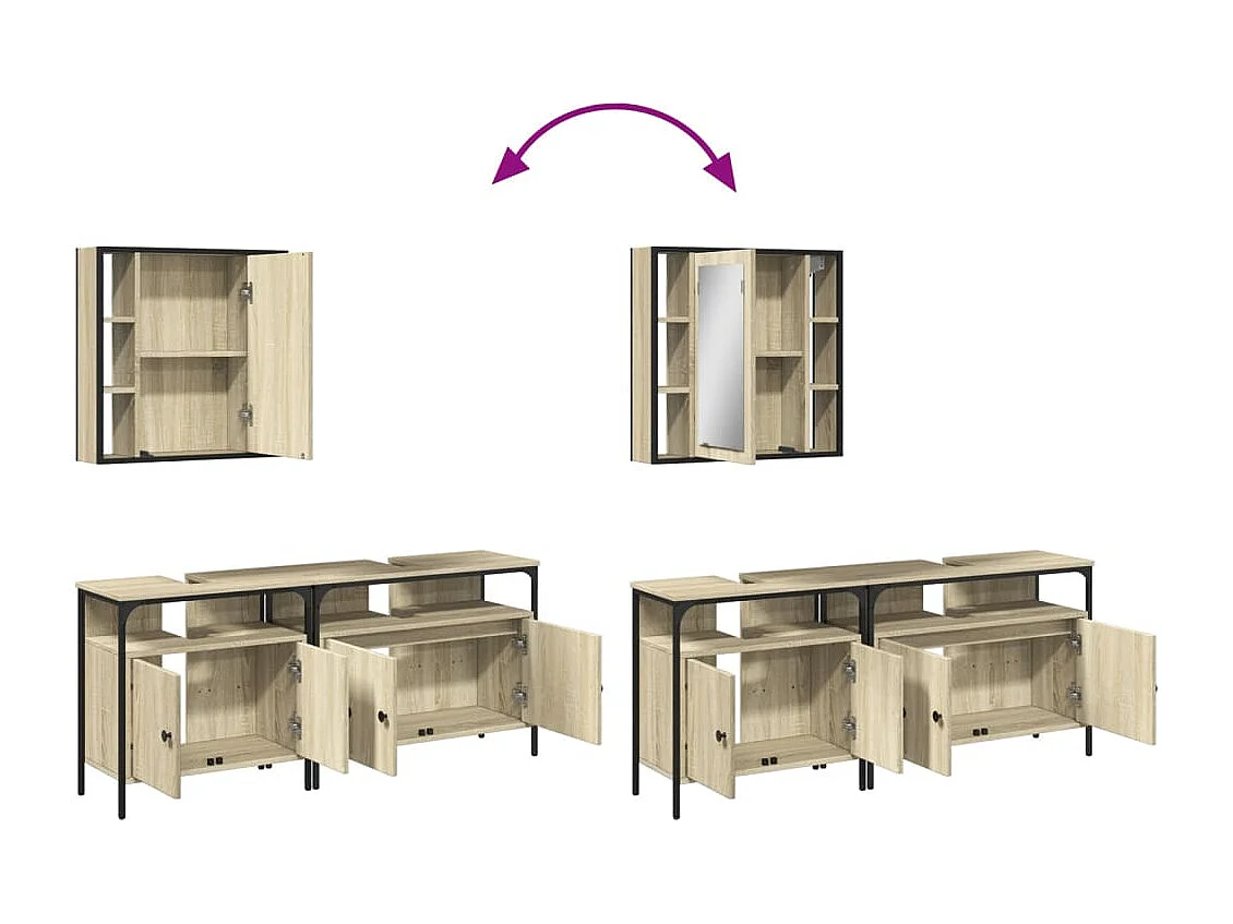 Ensemble d'armoires de salle de bain 3 pcs chêne sonoma