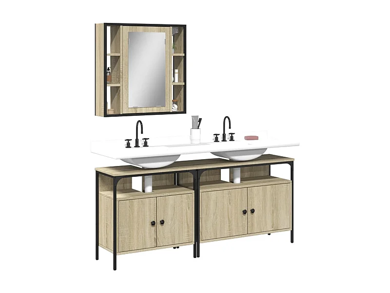 Ensemble d'armoires de salle de bain 3 pcs chêne sonoma