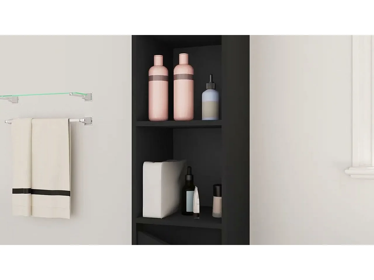 Badezimmerschrank Schwarz 30x30x183,5 cm Holzwerkstoff