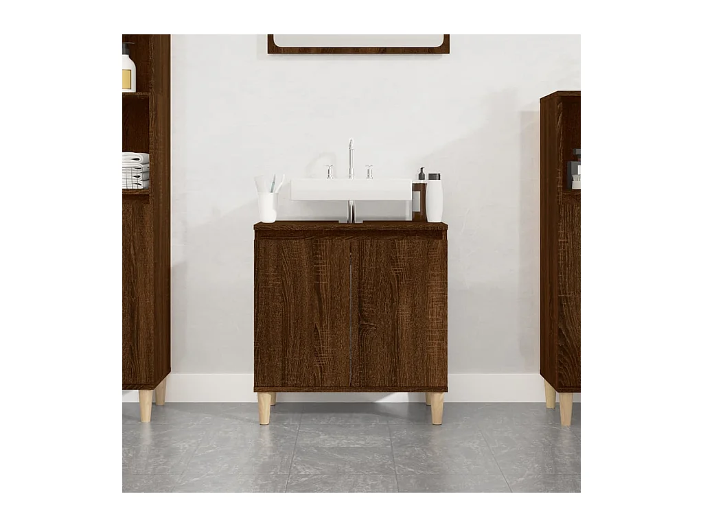 Wastafelkast 58x33x60 cm bewerkt hout bruin eikenkleur