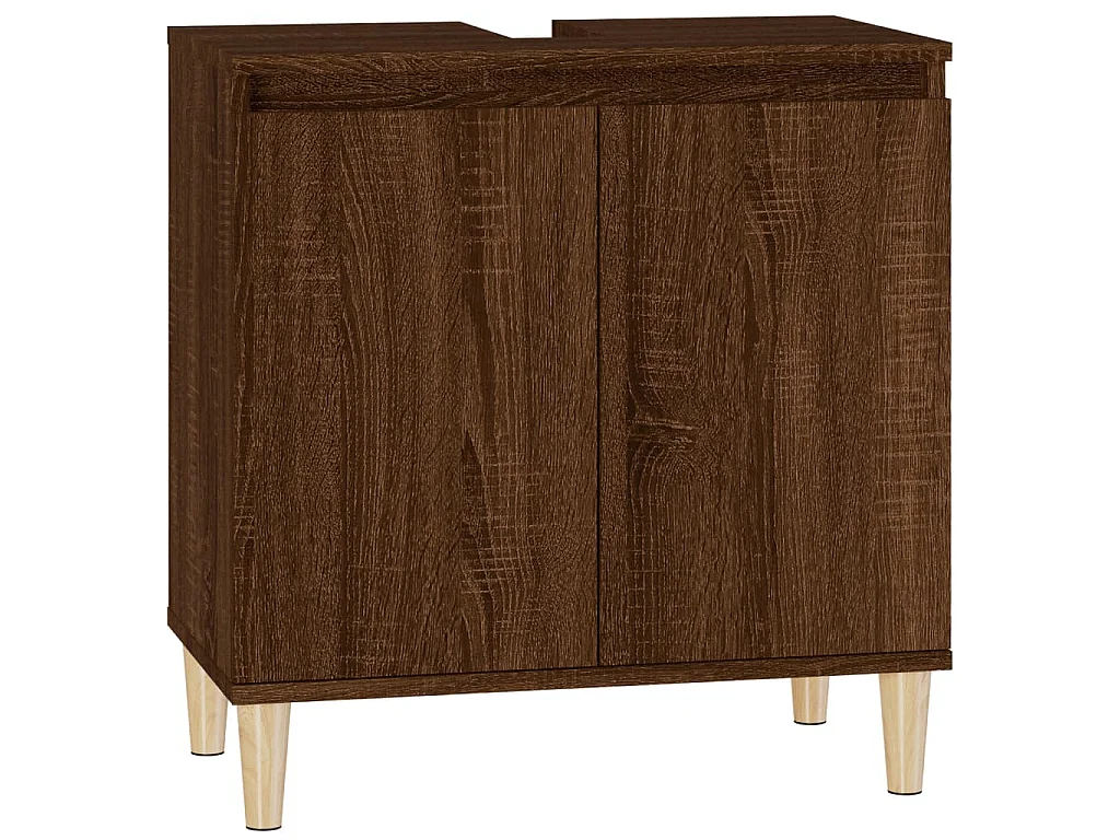 Wastafelkast 58x33x60 cm bewerkt hout bruin eikenkleur