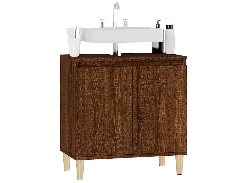 Wastafelkast 58x33x60 cm bewerkt hout bruin eikenkleur