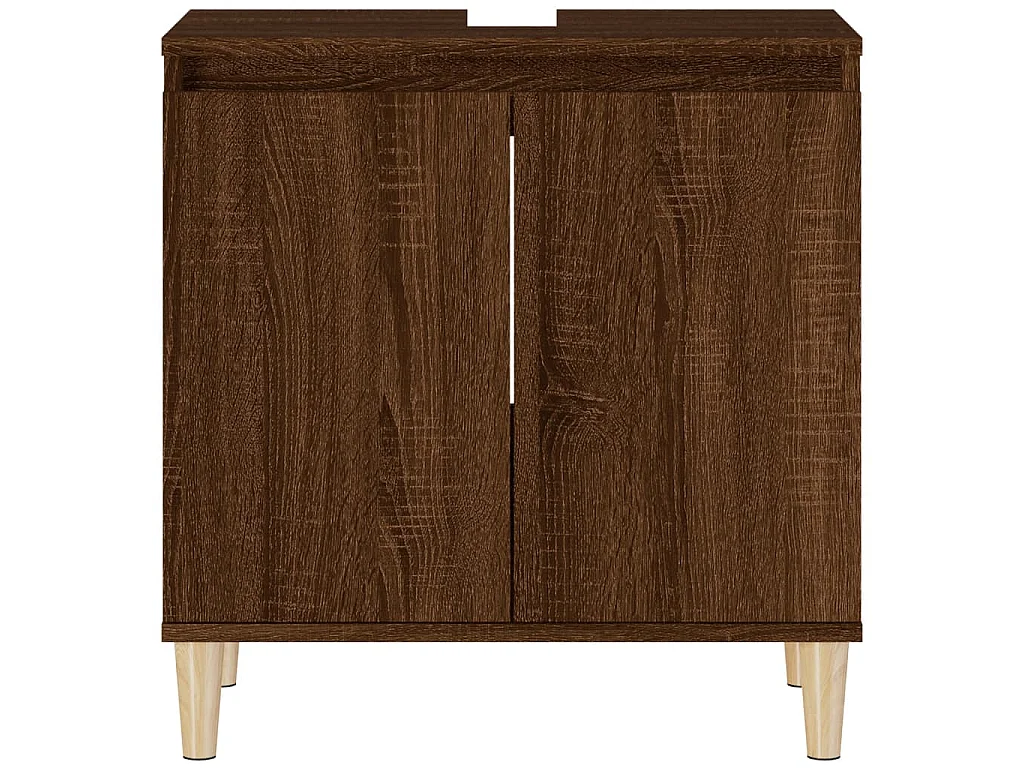 Wastafelkast 58x33x60 cm bewerkt hout bruin eikenkleur