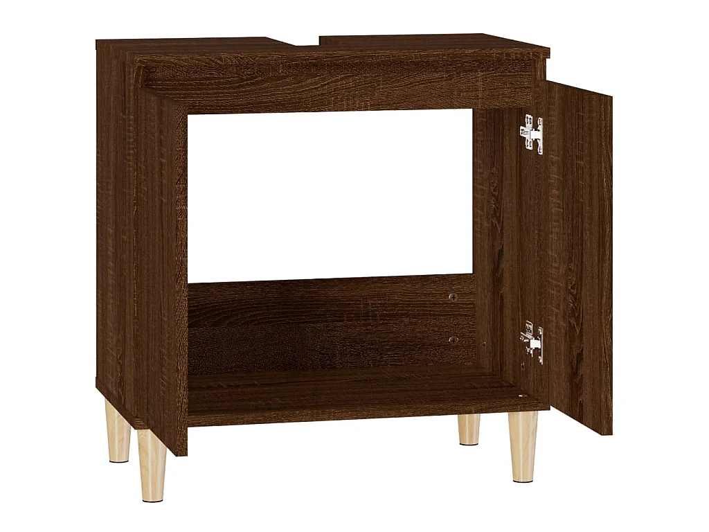 Wastafelkast 58x33x60 cm bewerkt hout bruin eikenkleur
