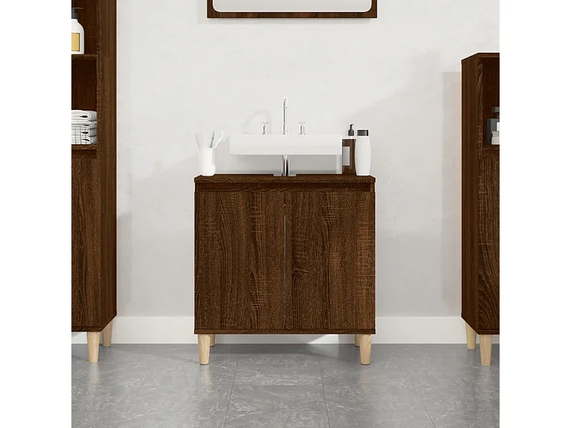 Meuble d'évier chêne marron 58x33x60 cm bois d'ingénierie