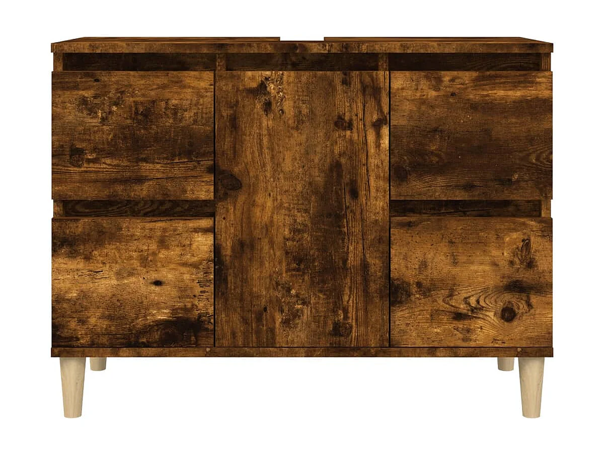 Meuble d'évier chêne fumé 80x33x60 cm bois d'ingénierie