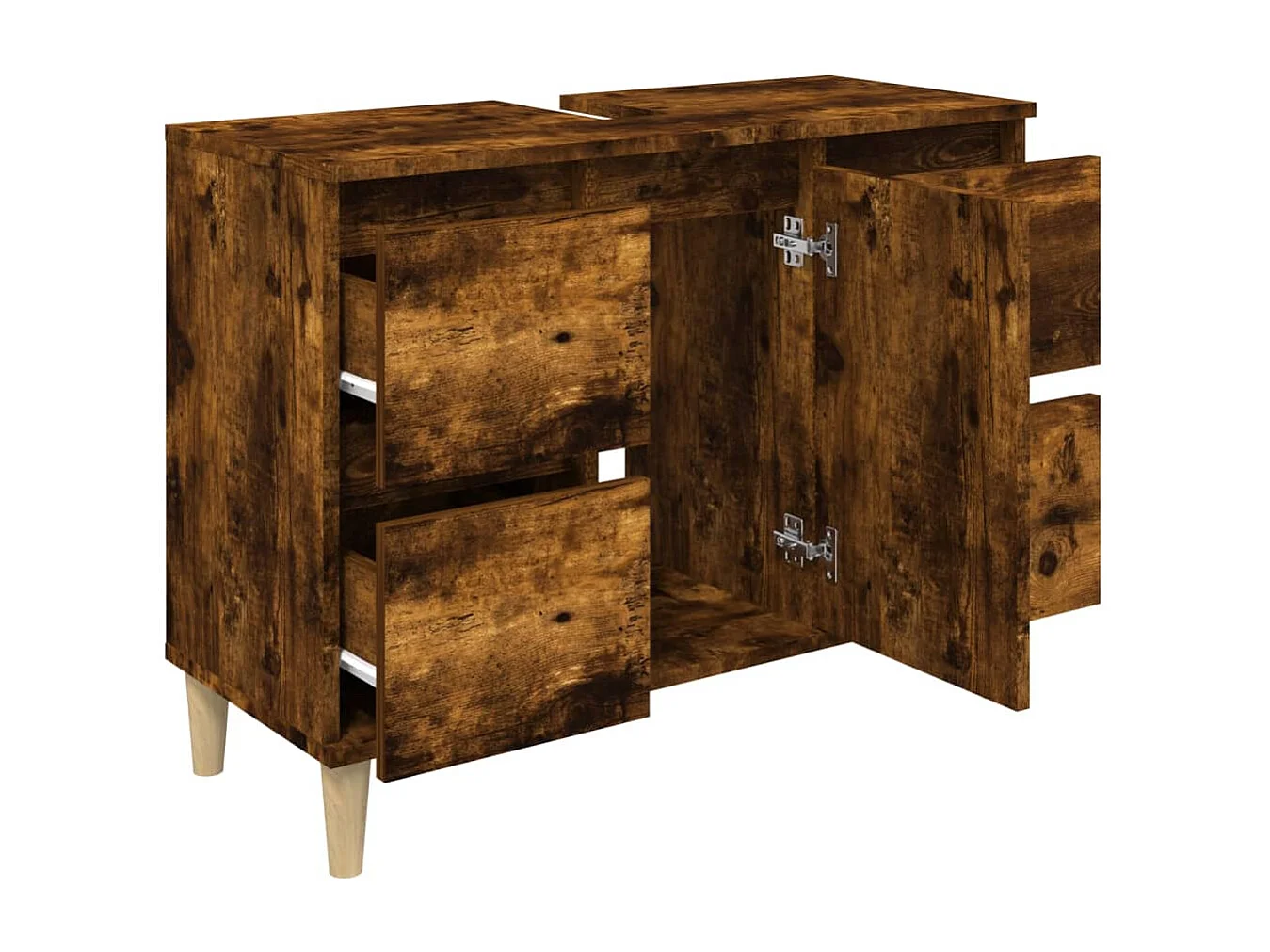 Meuble d'évier chêne fumé 80x33x60 cm bois d'ingénierie