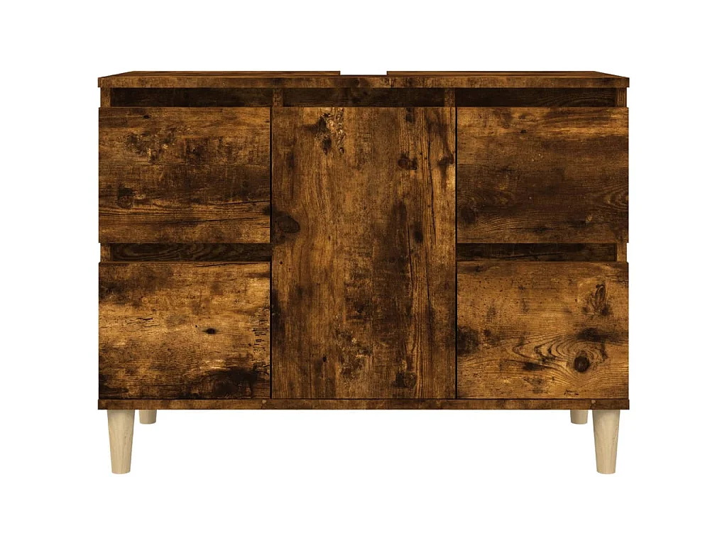 Wastafelkast 80x33x60 cm bewerkt hout gerookt eikenkleurig