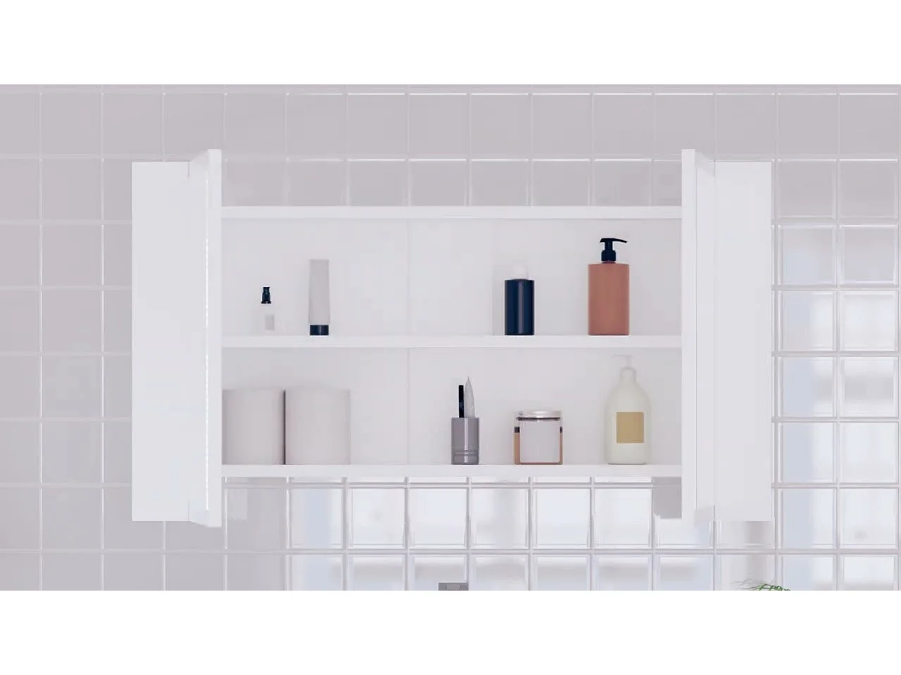 Armoire salle de bain à miroir LED Blanc 80x12x45 cm Acrylique