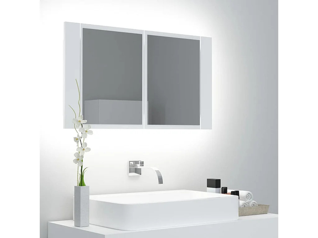 Armadietto a Specchio con Luci LED Bianco 80x12x45 in Acrilico