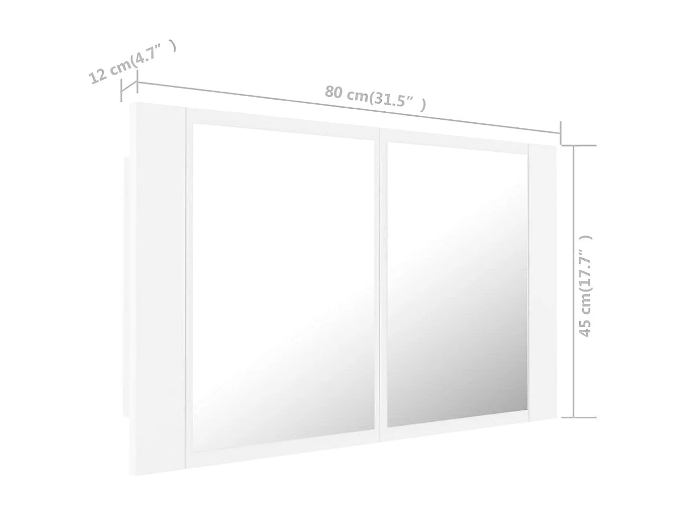 Armadietto a Specchio con Luci LED Bianco 80x12x45 in Acrilico