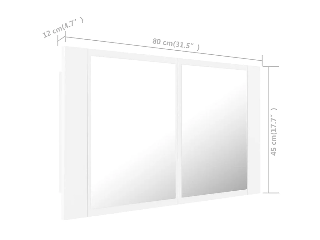 Armadietto a Specchio con Luci LED Bianco 80x12x45 in Acrilico