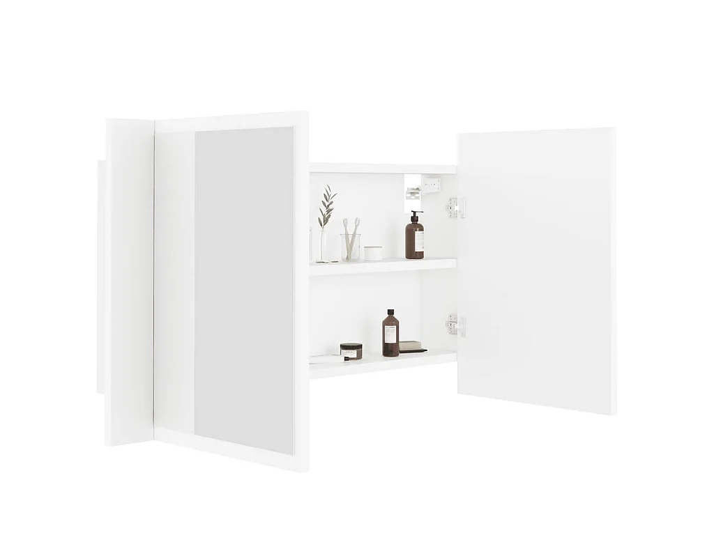 Armadietto a Specchio con Luci LED Bianco 80x12x45 in Acrilico