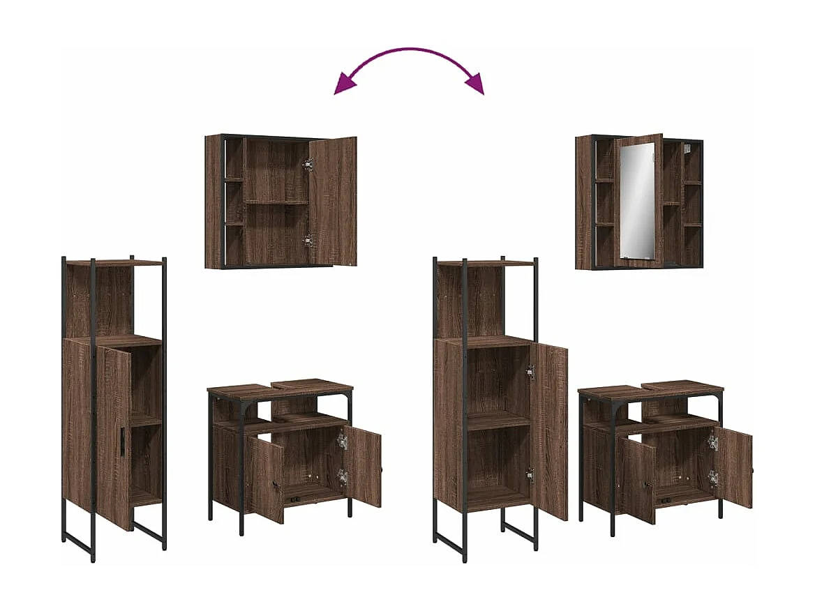 3-tlg. Badmöbel-Set Braun Eichen-Optik Holzwerkstoff