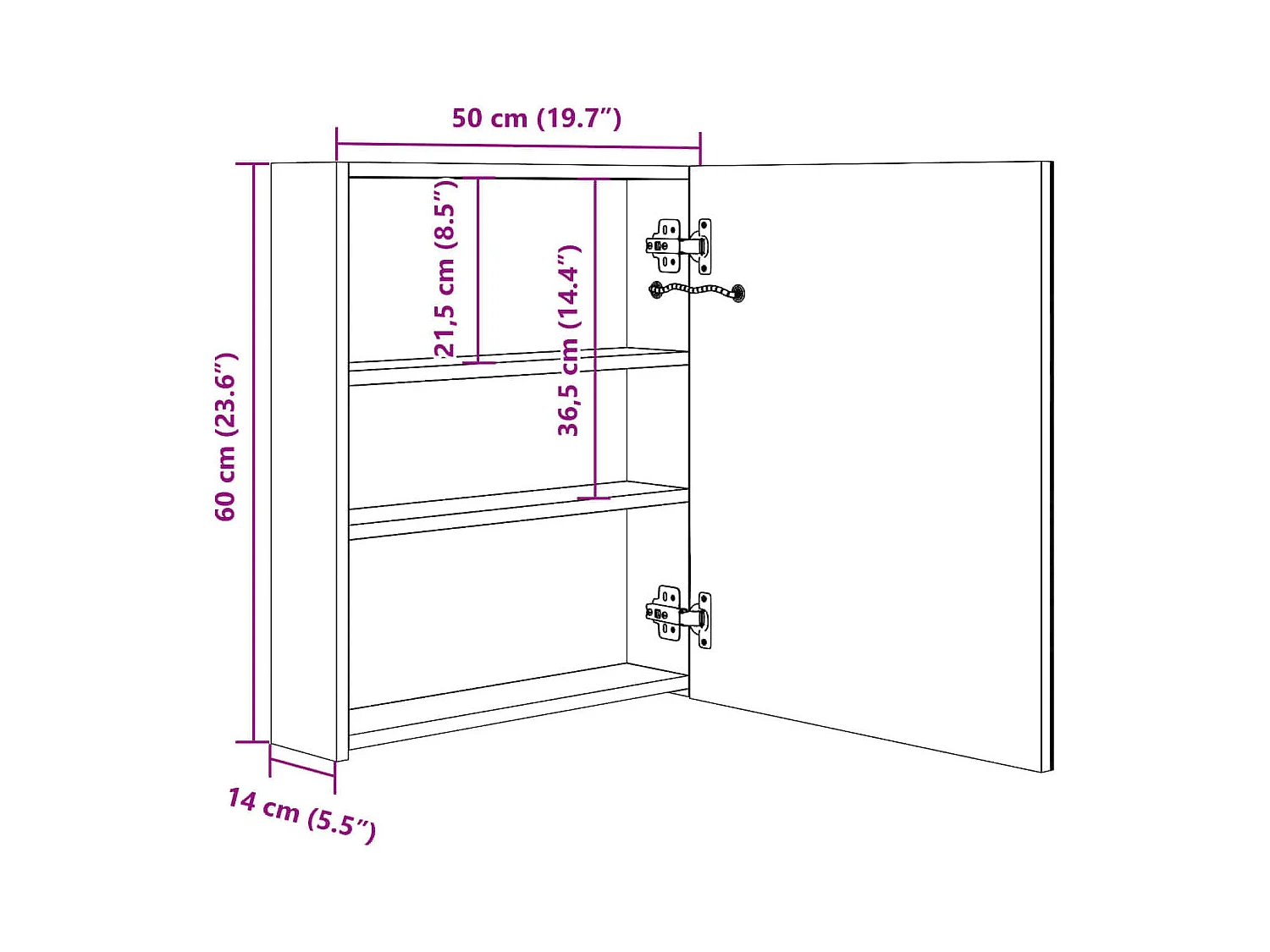 LED-Spiegelschrank 50x13,5x60 cm