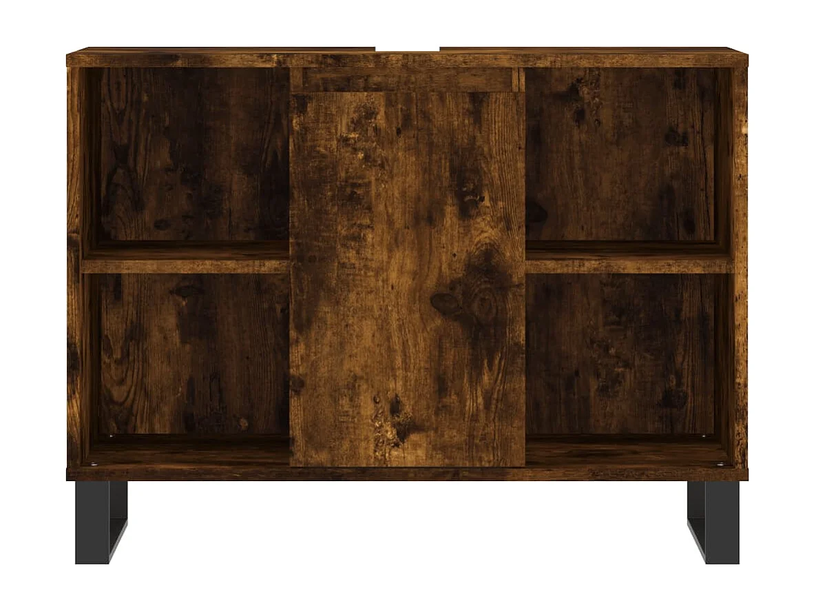 Armoire salle de bain chêne fumé 80x33x60cm bois d'ingénierie