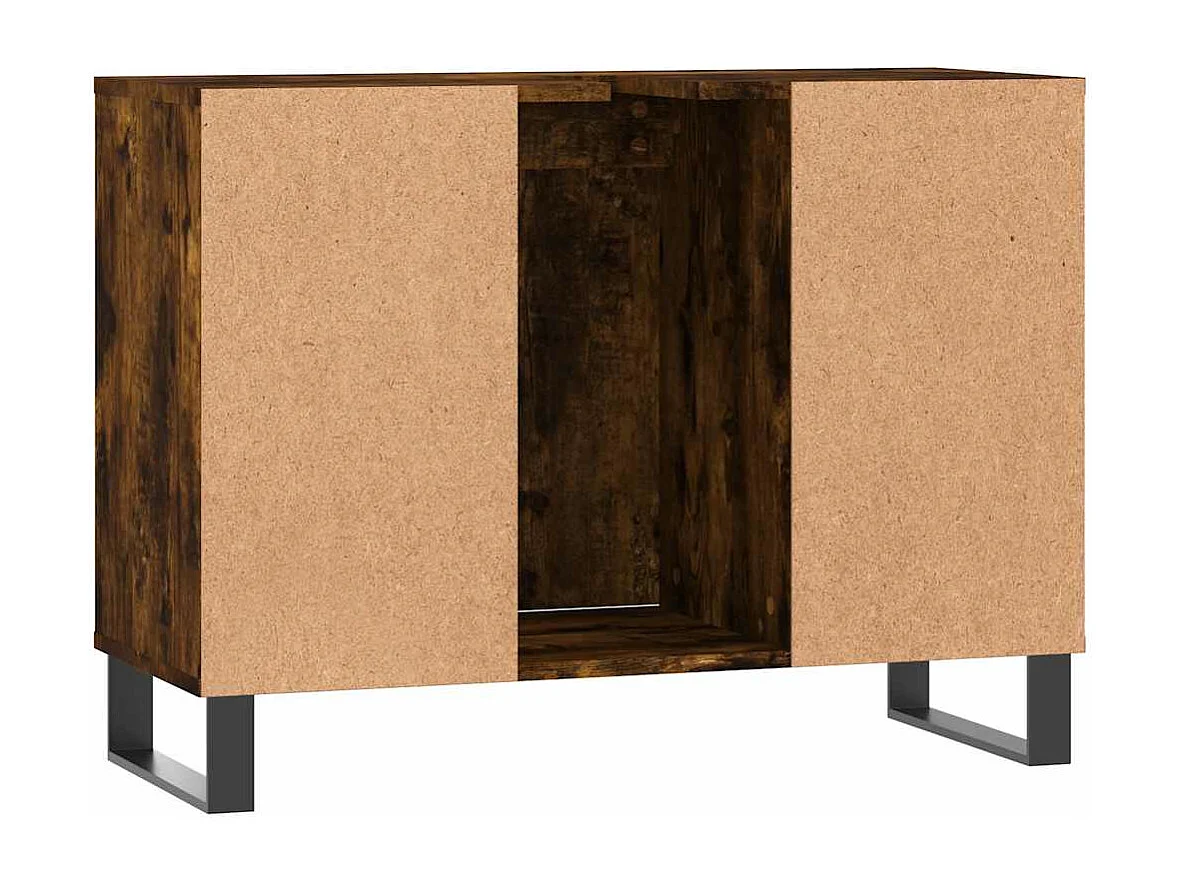 Armoire salle de bain chêne fumé 80x33x60cm bois d'ingénierie