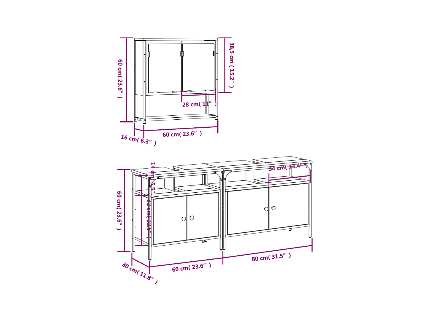 Ensemble de meubles salle de bain 3 pcs noir bois d'ingénierie
