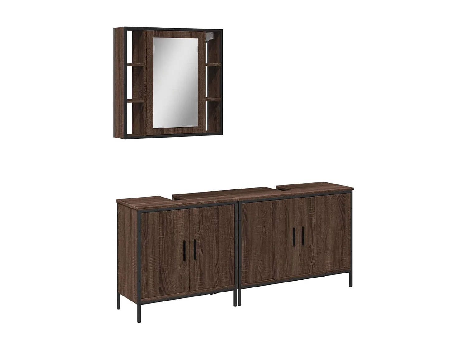 3-tlg. Badmöbel-Set Braun Eichen-Optik Holzwerkstoff