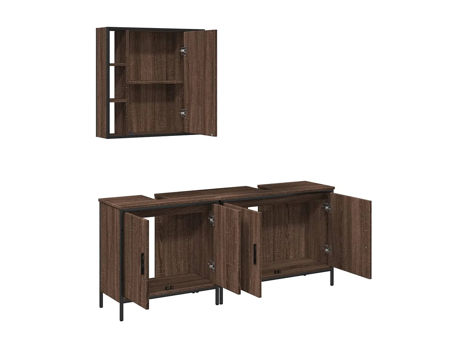 3-tlg. Badmöbel-Set Braun Eichen-Optik Holzwerkstoff