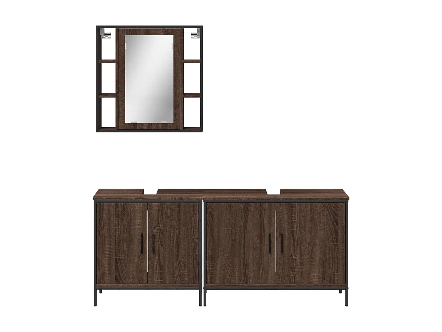 3-tlg. Badmöbel-Set Braun Eichen-Optik Holzwerkstoff